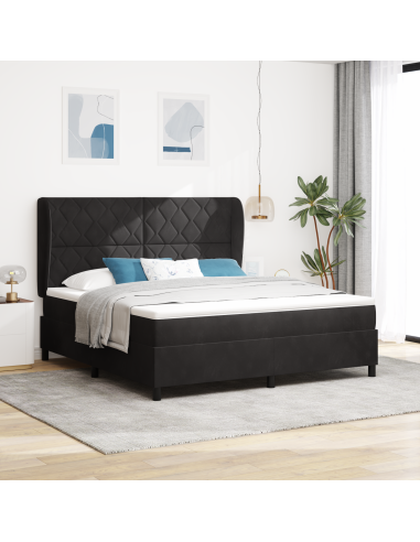 Letto a molle con materasso Nero 200 x 180 cm Poliestere