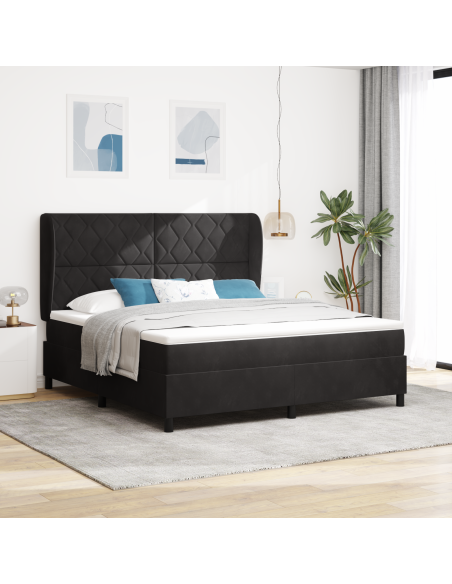 Letto a molle con materasso Nero 200 x 180 cm Poliestere