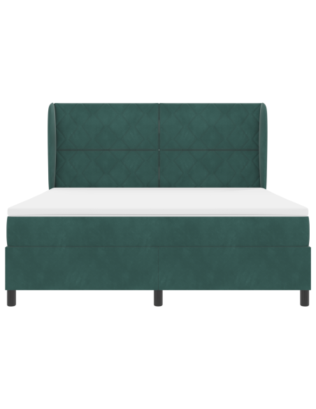 Letto a molle con materasso Verde Scuro 200 x 180 cm Poliestere