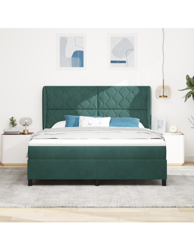 Letto a molle con materasso Verde Scuro 200 x 180 cm Poliestere