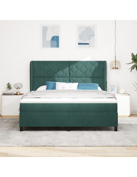 Letto a molle con materasso Verde Scuro 200 x 180 cm Poliestere