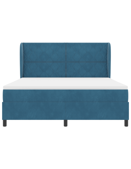 Letto a Box Spring con Materasso blu scuro 180x200 cm in Velluto