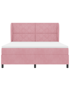 Letto a molle con materasso Rosa 200 x 180 cm Poliestere 2