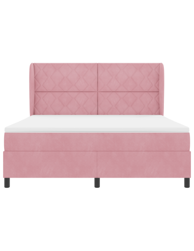 Letto a molle con materasso Rosa 200 x 180 cm Poliestere