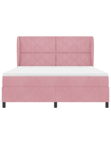 Letto Box Spring con Materasso Rosa 180x200 cm Velluto