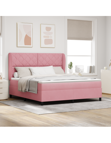 Letto a molle con materasso Rosa 200 x 180 cm Poliestere