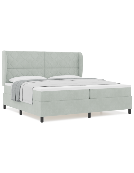 Letto con Box Spring e Materasso  Grigio Chiaro 200x200 cm Velluto