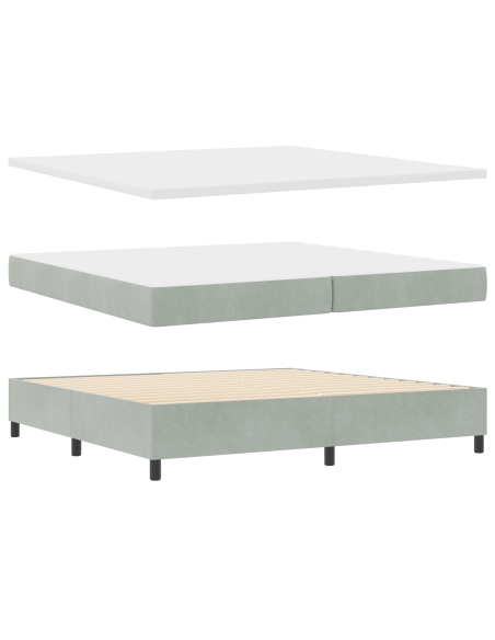 Letto con Box Spring e Materasso  Grigio Chiaro 200x200 cm Velluto