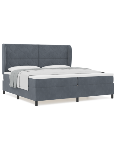 Letto a molle con testiera Grigio scuro 200 x 200 cm Poliestere