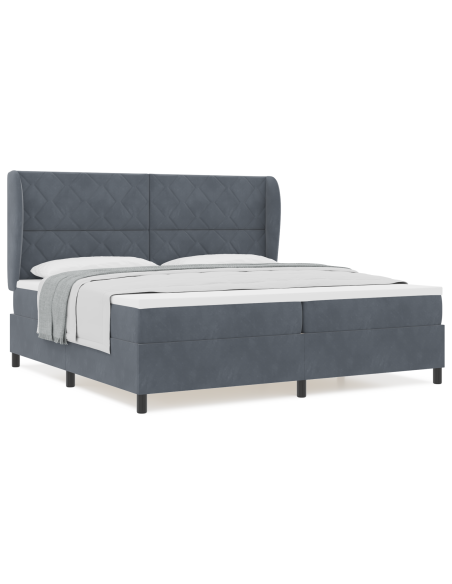 Letto a molle con testiera Grigio scuro 200 x 200 cm Poliestere