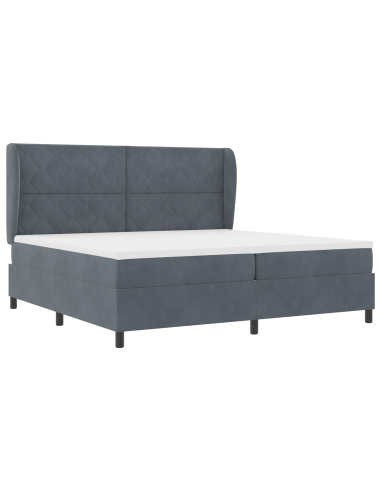 Letto a molle con testiera Grigio scuro 200 x 200 cm Poliestere