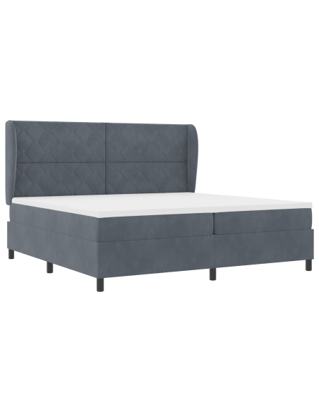 Letto Box Spring con Materasso Grigio Scuro 200x200 cm Velluto