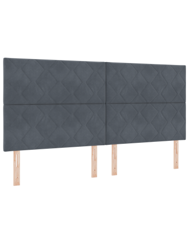 Letto a molle con testiera Grigio scuro 200 x 200 cm Poliestere