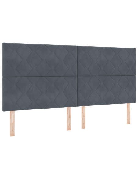 Letto a molle con testiera Grigio scuro 200 x 200 cm Poliestere