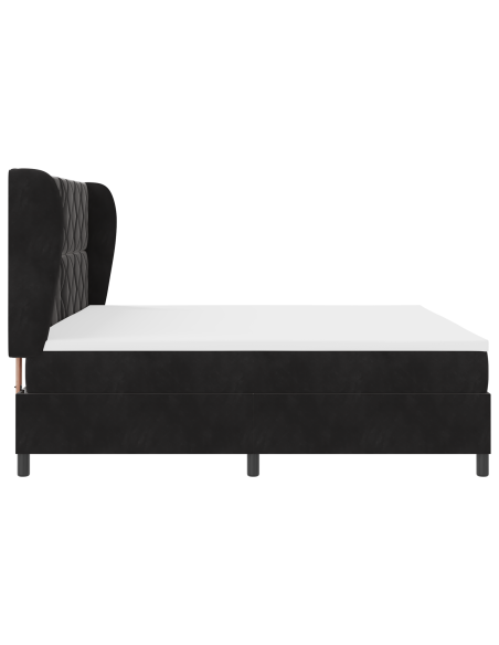 Letto a Box Spring  con Materasso Nero 200x200 cm in Velluto