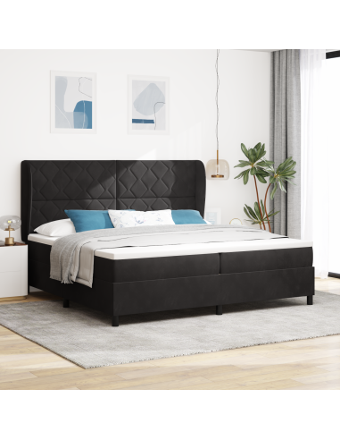 Letto a molle con materasso Nero 200 x 200 cm Poliestere