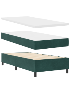 Letto a molle con materasso Verde Scuro 190 x 90 cm Poliestere