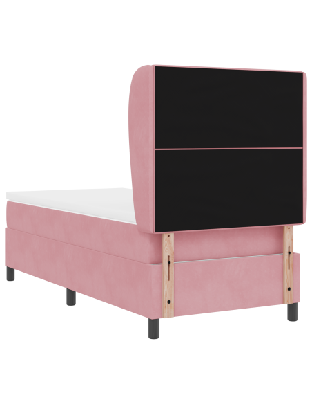 Letto Box Spring con Materasso Rosa 90x190 cm in Velluto
