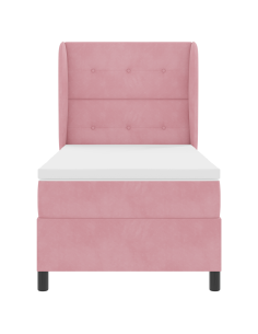Letto a molle con materasso Rosa 200 x 90 cm Poliestere