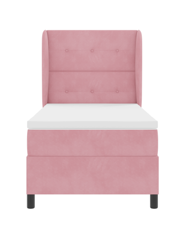 Letto a molle con materasso Rosa 200 x 90 cm Poliestere