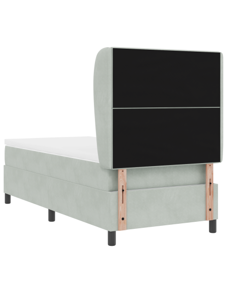 Letto a Box Spring con Materasso Grigio Chiaro 100x200 cm in Velluto