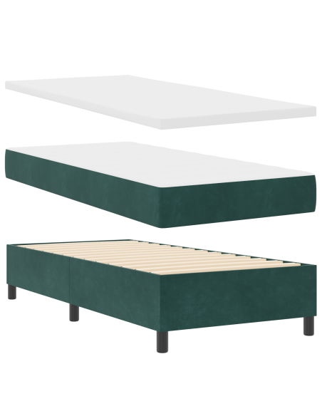letto con box spring e materasso vitaXL Verde Scuro 100x200 cm Velluto