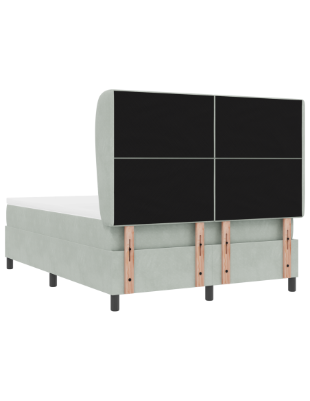 Letto Box Spring con Materasso - Grigio chiaro, 140x190 cm, Velluto