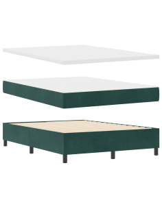 Letto a molle con materasso Verde Scuro 190 x 140 cm Poliestere