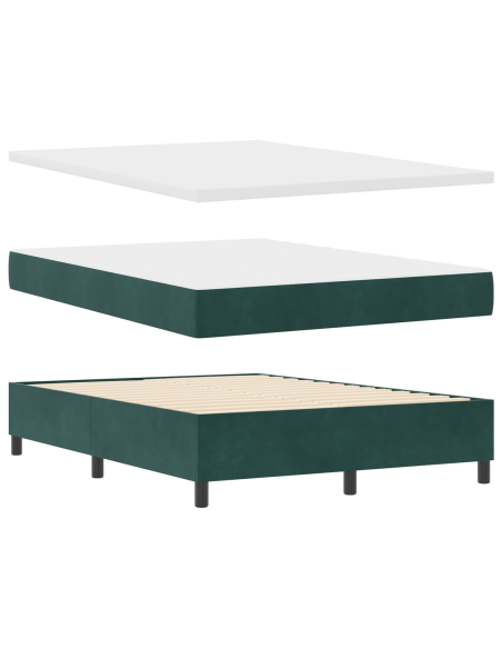 Letto a Molle con Materasso  Verde Scuro 140x190 cm Velluto