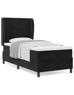 Letto a molle con materasso Nero 200 x 80 cm Poliestere 2