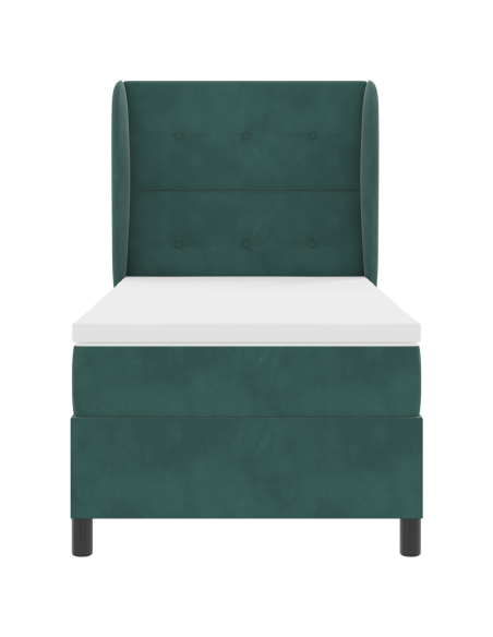 Letto Box Spring con Materasso Verde Scuro 80x200 cm Velluto