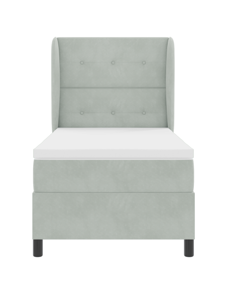 Letto a molle con testiera Grigio chiaro 190 x 90 cm Poliestere
