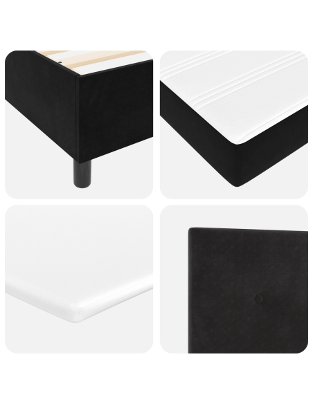 Letto Box Spring con Materasso nero 90x190 cm in Velluto