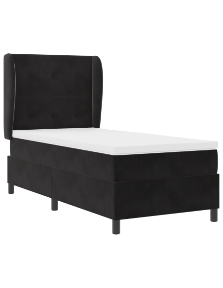Letto Box Spring con Materasso nero 90x190 cm in Velluto