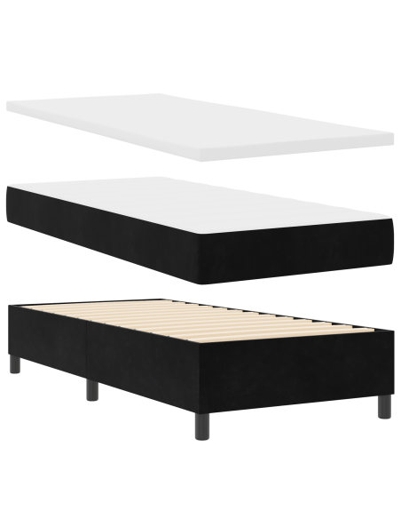Letto Box Spring con Materasso nero 90x190 cm in Velluto