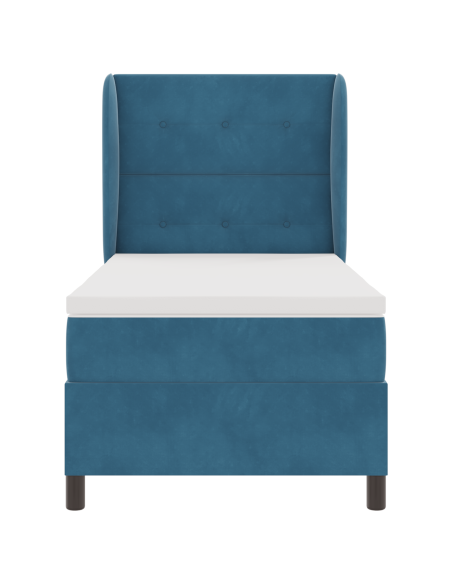 Letto con Sommier e Materasso  Blu Scuro 90x190 cm in Velluto