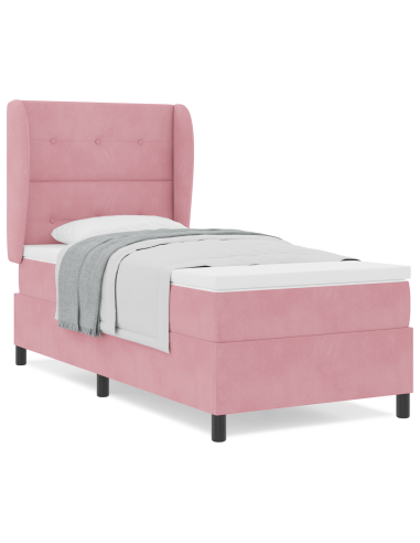Letto a molle con materasso Rosa 190 x 90 cm Poliestere