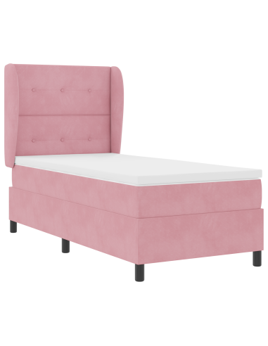 Letto a molle con materasso Rosa 200 x 90 cm Poliestere
