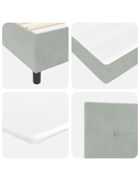 Letto a Box Spring con Materasso Grigio Chiaro 100x200 cm in Velluto