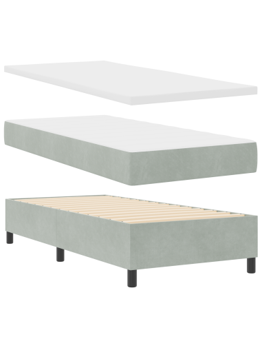 Letto a molle Grigio chiaro 200 x 100 cm Poliestere
