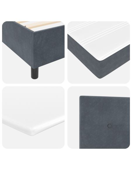 Letto Box Spring con Materasso Grigio Scuro 100x200 cm in Velluto