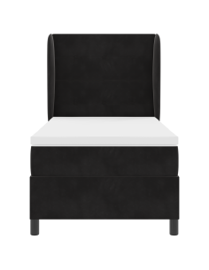 Letto a molle con materasso Nero 200 x 100 cm Poliestere 2