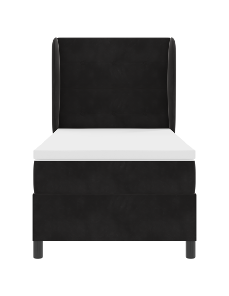 Letto Box Spring con Materasso Nero 100x200 cm Velluto