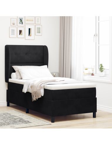 Letto a molle con materasso Nero 200 x 100 cm Poliestere