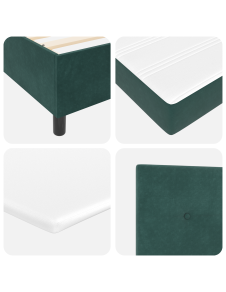 letto con box spring e materasso vitaXL Verde Scuro 100x200 cm Velluto