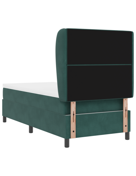 Letto con Box Spring e Materasso Verde Scuro 90x190 cm Veluto