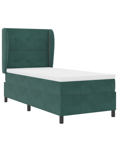 Letto a molle con materasso Verde Scuro 200 x 100 cm Poliestere