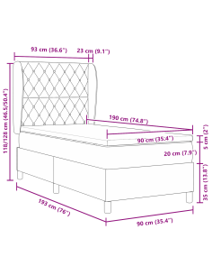 Letto a molle con materasso Blu Scuro 190 x 90 cm Poliestere