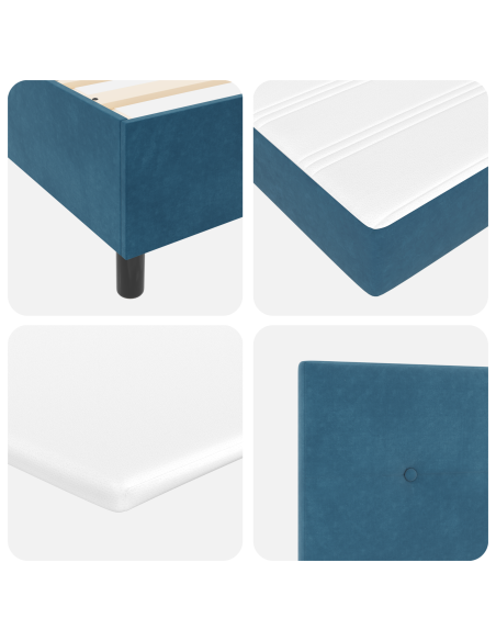 Letto a Molle con Materasso Blu Scuro 100x200 cm Velluto
