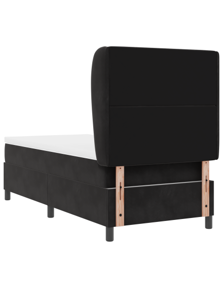 Letto a Molla con Materasso  Nero 90x200 cm in Velluto